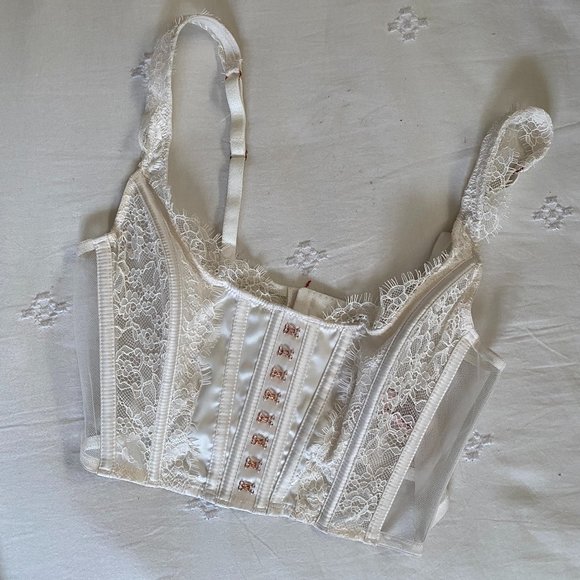 Victoria's Secret Unlined Lace-Up Corset Top - White - Picture 3 of 4